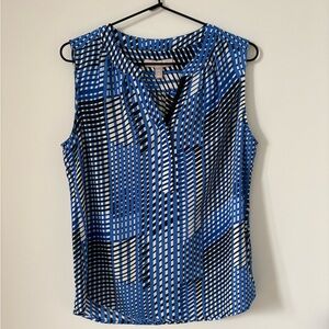 Banana Republic Blue and Black Geometric Blouse